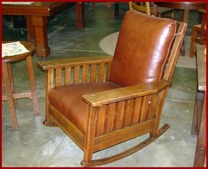 Large L.& J.G. Stickley Original Slatted Rocker.